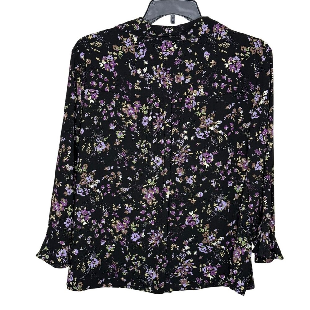 Covington Full Button Front Blouse Dark Floral Plus Sz 20-22W‎ Feminine Romantic - Picture 8 of 10